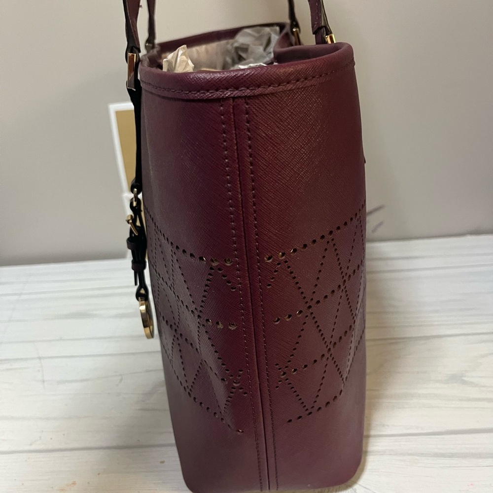 Michael Kors Plum Tote with Gold Accents - Picture 6 of 9